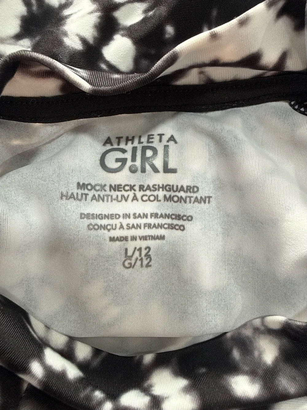 Athleta Black & White Tie-Dye Kids Three-Piece Swim Set
